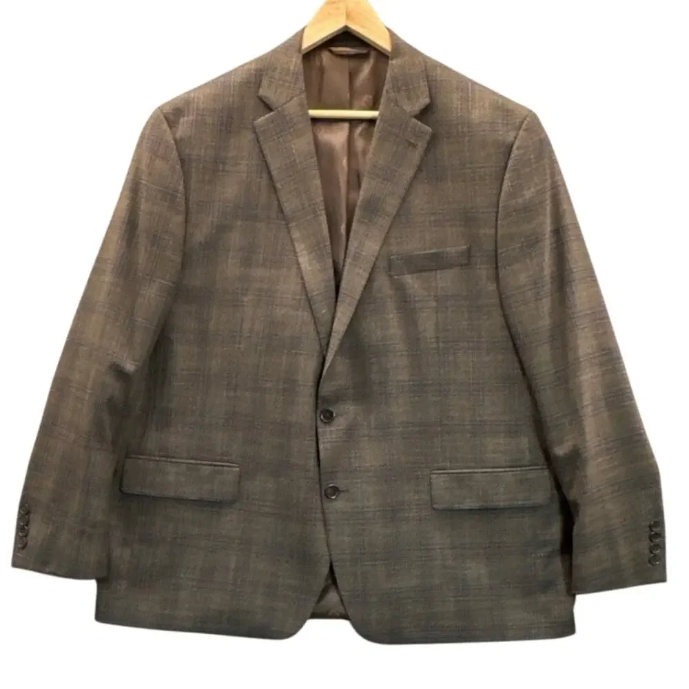 Lauren Ralph Lauren Classic Fit Wool Blend Brown Plaid Suit Blazer Jacket XL